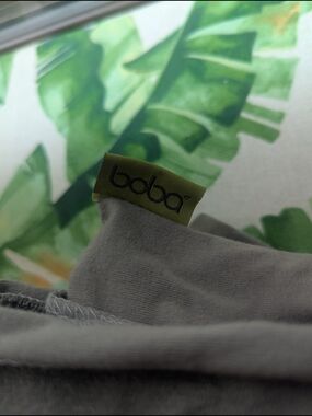 boba Gray Wrap with Green Logo Tag